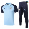 Cfb3 Camiseta Entrenamiento Manchester City POLO + Pantalones Azul claro/Azul Marino 2020/2021