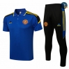 Cfb3 Camiseta Manchester United POLO + Pantalones Equipación Liga de Campeones Azul/Amarillo 2021/2022