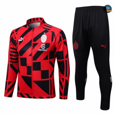 Diseñar Cfb3 Camiseta Chaqueta Chándal AC Milan Equipación Rojo 2022/2023