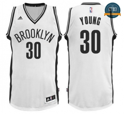 cfb3 camisetas Thaddeus Young, Brooklyn Nets - Blanco
