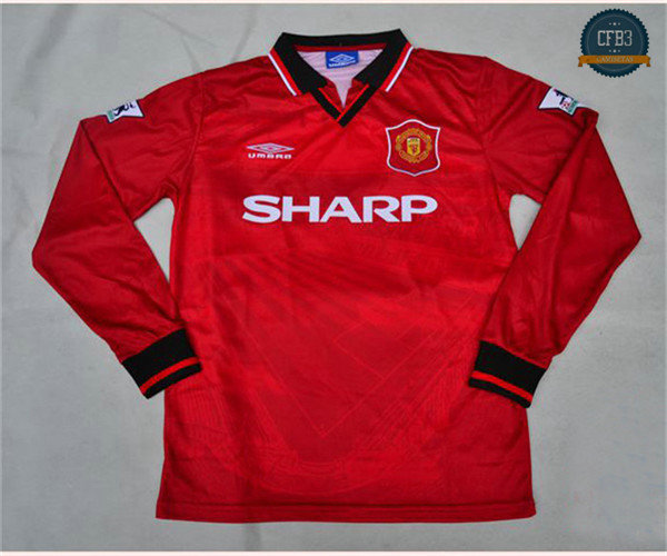 Camiseta 1994 Manchester United Manga Larga 1ª Equipación Rojo