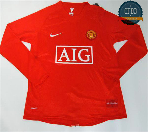 Camiseta 2007-08 UCL final sleeve Manchester United Manga Larga