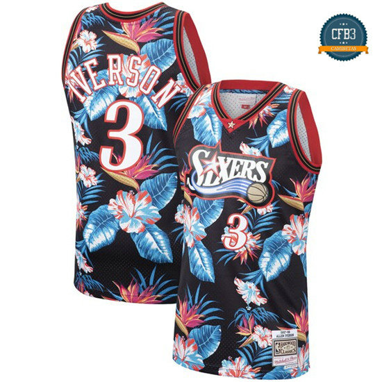 cfb3 camisetas Allen Iverson, Philadelphia 76ers - Mitchell & Ness Floral Pack