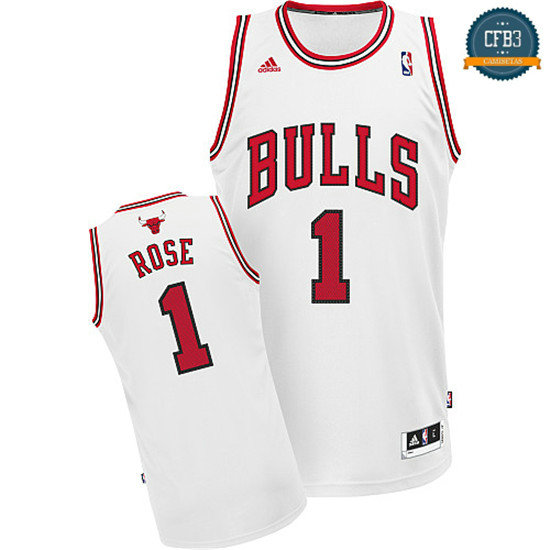 cfb3 camisetas Derrick Rose, Chicago Bulls [Blanco]