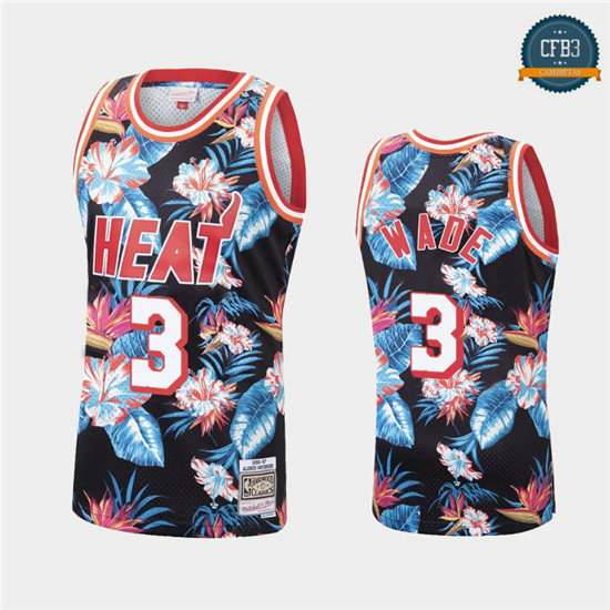 cfb3 camisetas Dwyane Wade, Miami Heat - Mitchell & Ness Floral Pack