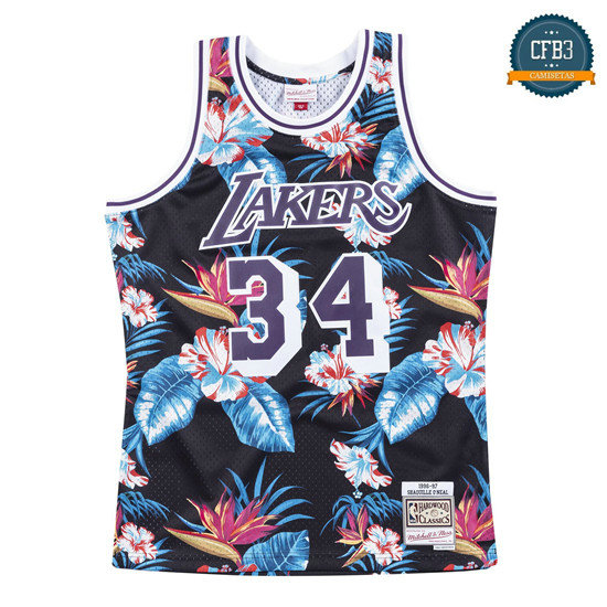 cfb3 camisetas Shaquille O'Neal, Los Angeles Lakers - Mitchell & Ness Floral Pack