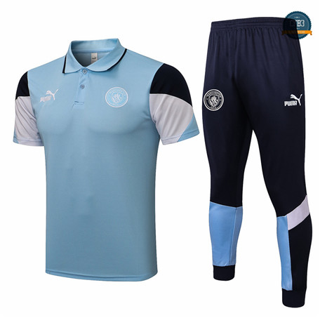 Cfb3 Camiseta Entrenamiento Polo Manchester City + Pantalones Equipación Azul claro 2021/2022