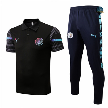 Cfb3 Camiseta Manchester City + Pantalones Equipación Negro/Azul Profundo 2022/2023 C563