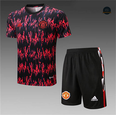 Cfb3 Camiseta Manchester United + Pantalones Equipación Negro/Rojo 2022/2023 C570