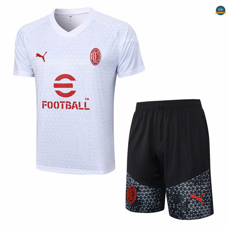 Crear Cfb3 Camiseta Entrenamiento AC Milan + Pantalones Cortos Equipación Blanco 2023/2024