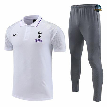 Venta Cfb3 Camiseta Entrenamiento Tottenham Hotspur Polo + Pantalones Equipación Blanco 2022/2023