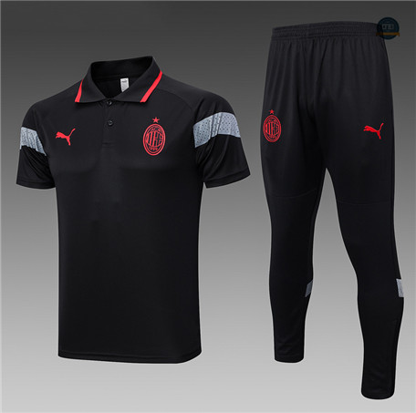Diseñar Cfb3 Camiseta Entrenamiento AC Milan Polo + Pantalones Equipación Negro 2023/2024 baratas
