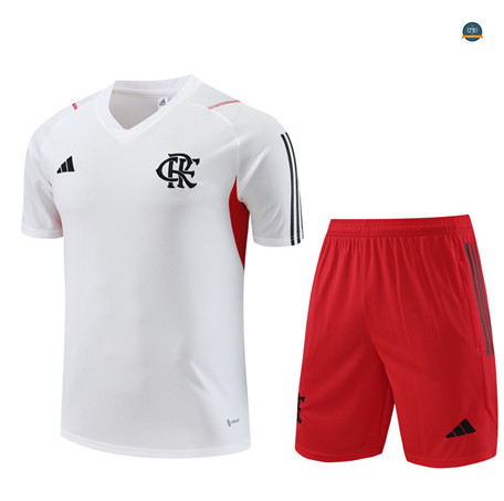 Comprar Cfb3 Camiseta Entrenamiento Flamengo + Pantalones Cortos Equipación Blanco 2023/2024 baratas
