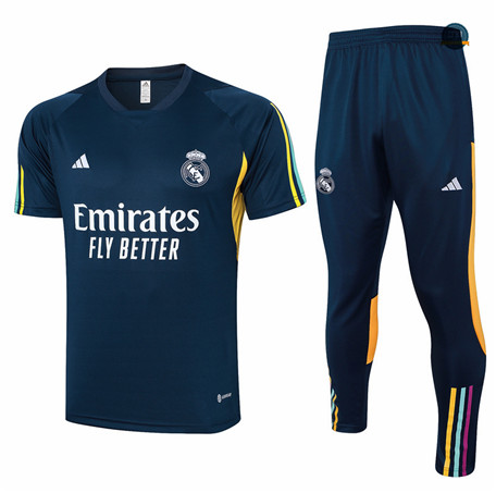 Cfb3 Camisetas Entrenamiento Real Madrid Polo + Pantalones Equipación Azul marino 2024/2025