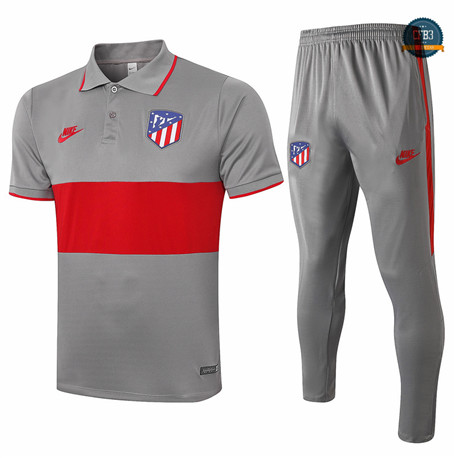 Cfb3 Camiseta Atletico Madrid POLO + Pantalones Gris oscuro/Rojo 2020/2021