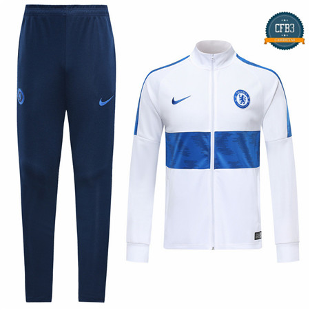 Cfb3 Camisetas D076 Chaqueta Chandal Chelsea Blanco/Azul Oscuro 2019/2020