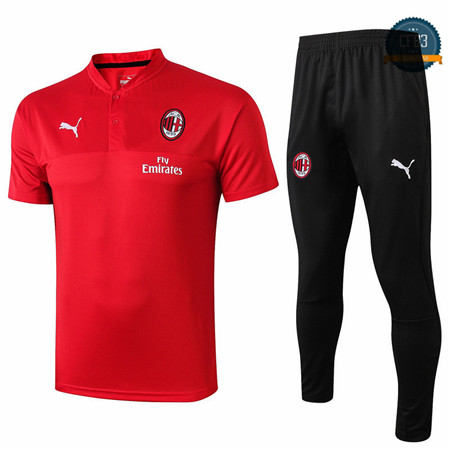 Cfb3 Camisetas D185 Entrenamiento AC Milan Rojo/Negro 2019/2020 Cuello V