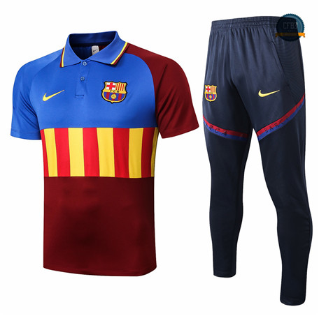 Cfb3 Camiseta Entrenamiento Barcelona POLO + Pantalones Azul/Rojo/Amarillo 2020/2021