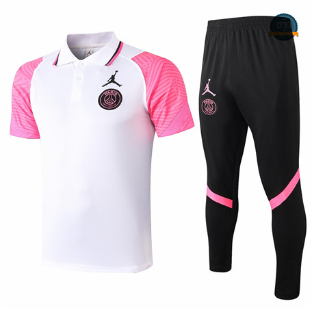 Cfb3 Camiseta Entrenamiento Jordan PSG POLO + Pantalones Equipación Blanco/Rosa 2020/2021