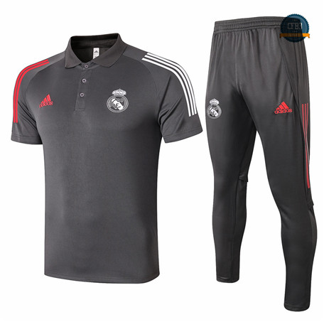 Cfb3 Camiseta Entrenamiento Real Madrid POLO + Pantalones Equipación Gris oscuro 2020/2021