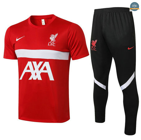Cfb3 Camisetas Entrenamiento Liverpool + Pantalones Equipación Rojo 2021/2022