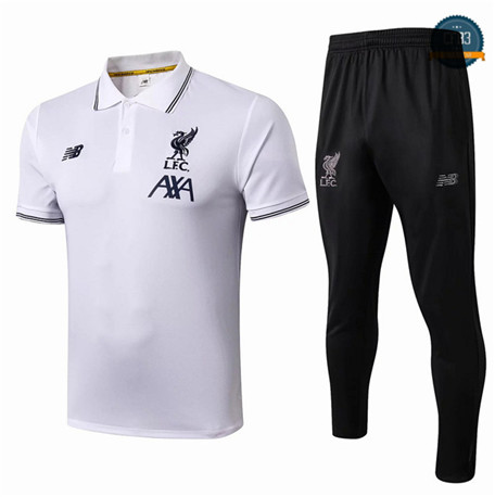 Camiseta Entrenamiento Q84 Liverpool + Pantalones Equipación POLO Blanco/Negro 2019/2020