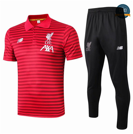 Camiseta Entrenamiento Q85 Liverpool + Pantalones Equipación POLO Rojo banda Negro 2019/2020