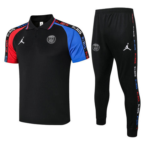 Entrenamiento PSG Jordan POLO + Pantalones Negro manche Rojo/Azul 2020/2021