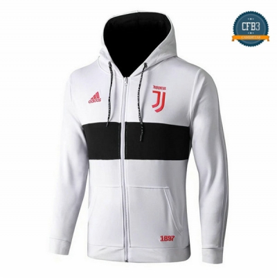 Cfb3 Camisetas Chaqueta Sudadera Juventus Blanco/Negro 2019/2020 Sombrero