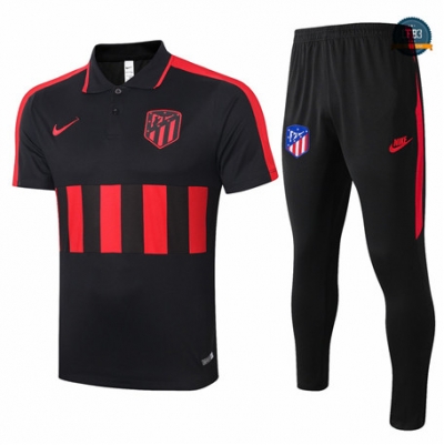 Cfb3 Camiseta Atletico Madrid POLO + Pantalones Negro/Rojo 2020/2021