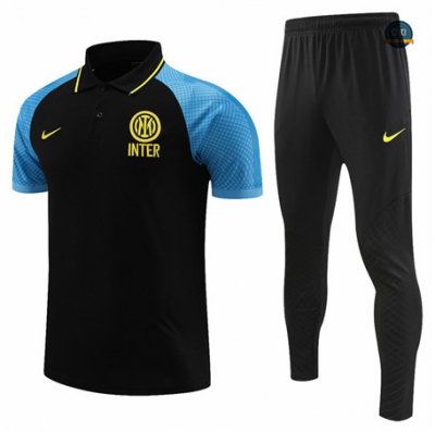 Diseñar Cfb3 Camiseta Entrenamiento Inter Milan Polo + Pantalones Equipación Negro 2022/2023