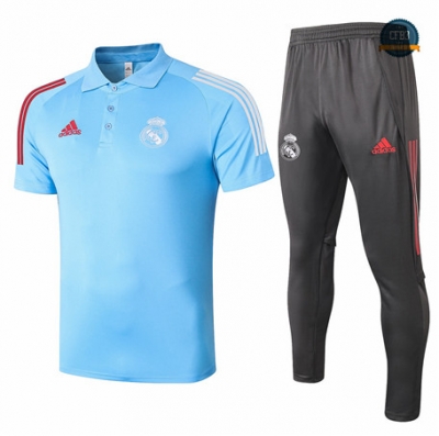 Cfb3 Camiseta Entrenamiento Real Madrid POLO + Pantalones Equipación Azul 2020/2021