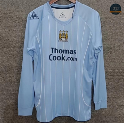 Cfb3 Camiseta futbol Retro 2007-08 Manchester City 1ª Equipación Manga Larga