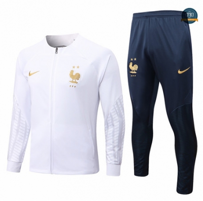 Cfb3 Camiseta Chaqueta Chándal Francia Equipación Blanco/Azul Profundo 2022/2023 C164