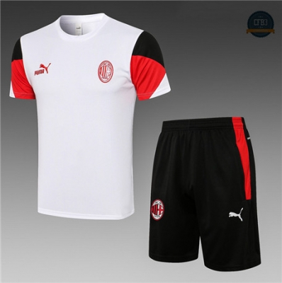 Cfb3 Camisetas Entrenamiento AC Milan + Pantalones Equipación Blanco 2021/2022