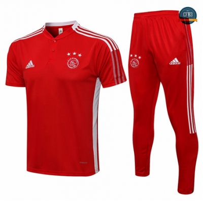 Cfb3 Camiseta Entrenamiento Polo Ajax + Pantalones Equipación Rojo 2021/2022