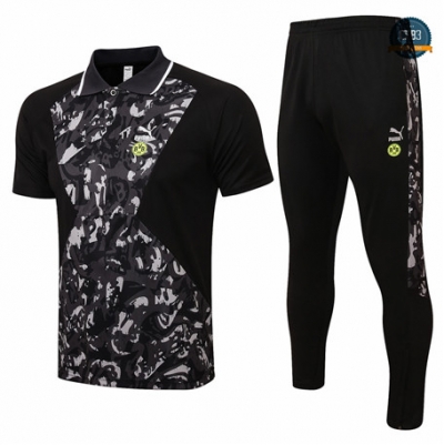 Cfb3 Camisetas Entrenamiento Borussia Dortmund Polo + Pantalones Equipación Negro 2021/2022