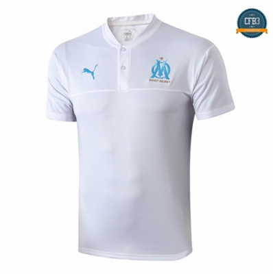 Camiseta Entrenamiento Q65 Marsella Equipación Blanco/Azul Oscuro 2019/2020 Cuello V