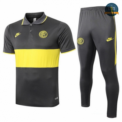 Cfb3 Camisetas B105 - Entrenamiento Inter Milan Polo + Pantalones Negro/Amarillo 2019/2020