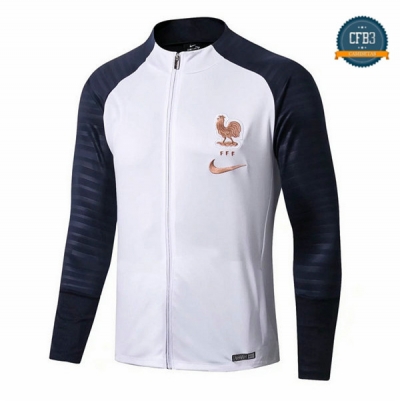 Cfb3 Camisetas Chaqueta Sudadera Francia Blanco/Azul Oscuro 2019/2020