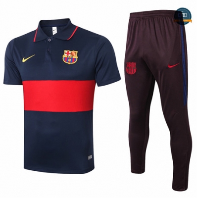 Cfb3 Camiseta Barcelona POLO + Pantalones Azul Oscuro/Rojo 2020/2021