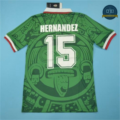 Camiseta 1998 Mexico 1ª Equipación Verde (15 Hernandez)