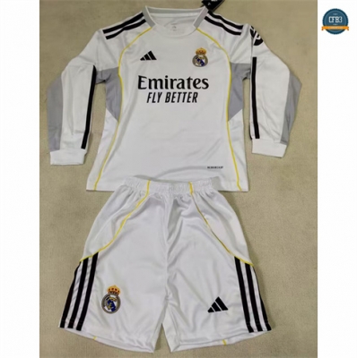Camiseta futbol Real Madrid Niño 1ª Equipación Manga Larga 2025/2026