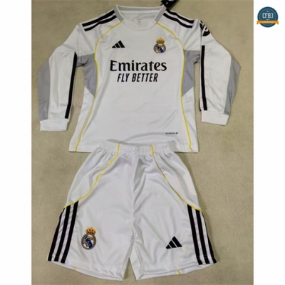 Camiseta futbol Real Madrid Niño 1ª Equipación Manga Larga 2025/2026