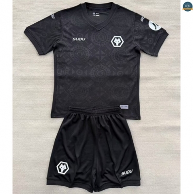 Camiseta futbol Wolverhampton Niño Equipación Portero Negro 2025/2026