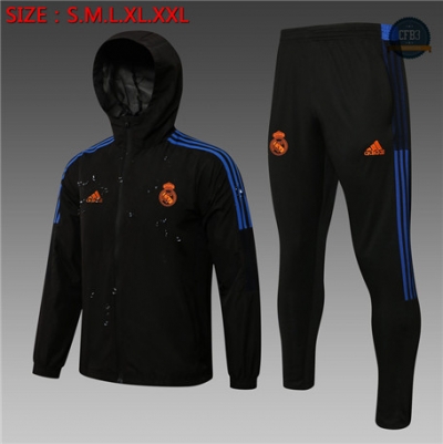 Cfb3 Camisetas Chaqueta Rompevientos Real Madrid Equipación Negro 2021/2022