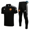 Cfb3 Camiseta Manchester United Champions league POLO + Pantalones Equipación Negro/Blanco 2021/2022