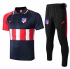 Cfb3 Camiseta Entrenamiento Atletico Madrid POLO + Pantalones Azul Oscuro/Rojo/Blanco 2020/2021