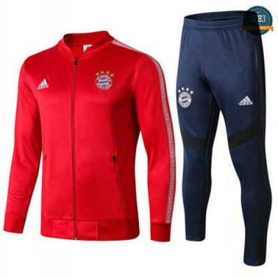 Chaqueta Chándal Bayern Munich Rojo + Pantalones Azul 2019/2020 Cuello Bajo