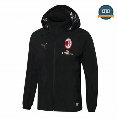 Cfb3 Camisetas Chaquetas Rompevientos AC Milan Negro 2018/2019 Sombrero